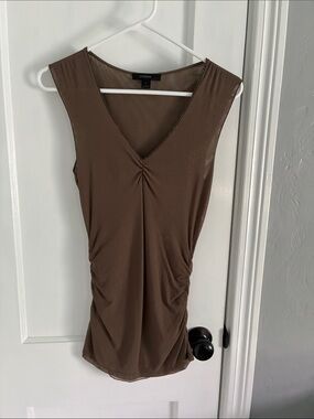 Express Brown V-Neck Tank Top